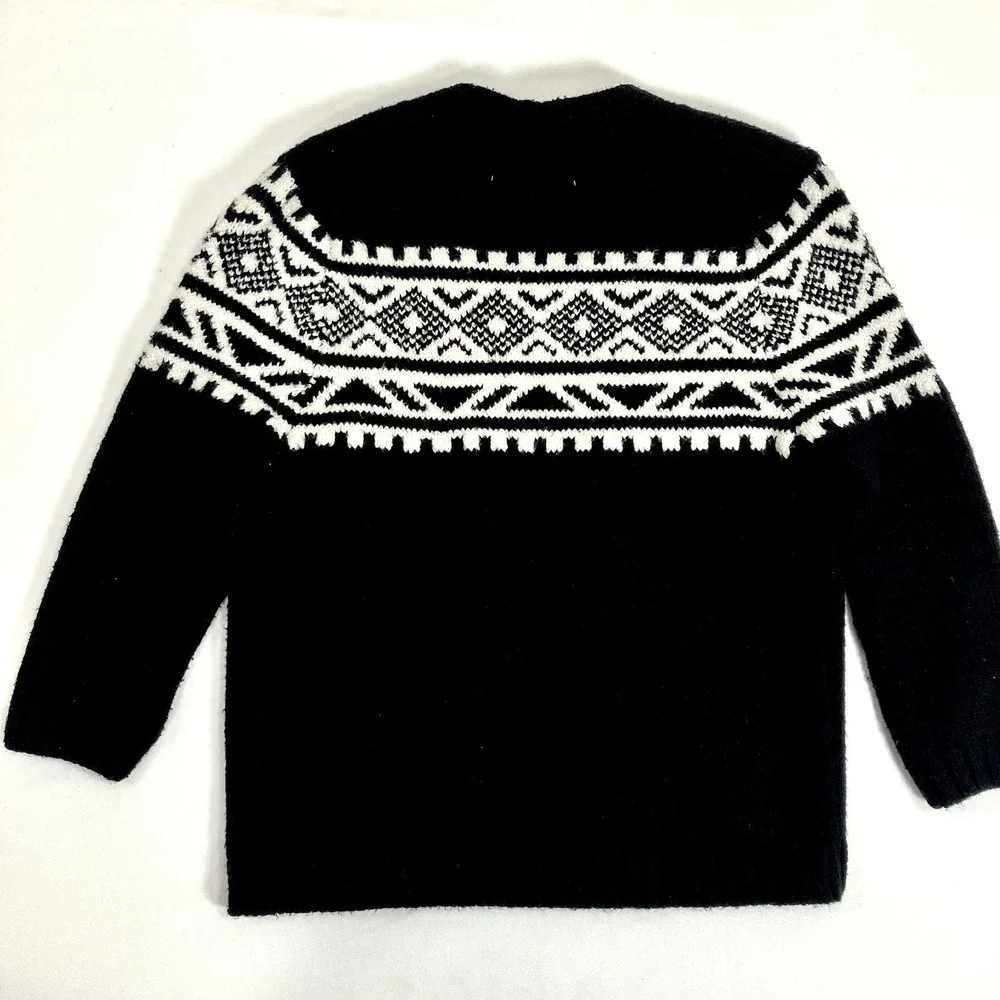 Old Navy Sweater‎ Black White Fair Isle Geometric Knit Toddler 3T